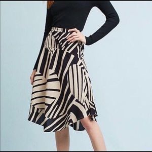 Anthropologie Maeve Zebra Print Midi Skirt